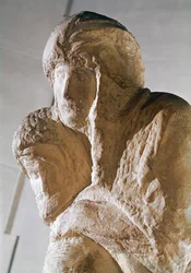 Rondanini Pieta, detalj av hodene til Kristus og Maria marmor